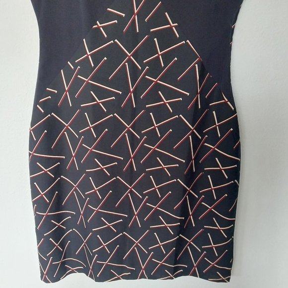 Tokyo Talkies Retro Style Sleeveless Navy Geometric Print Sheath Dress NWT - Picture 5 of 8